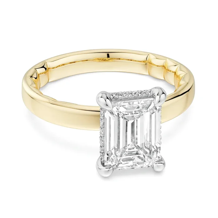 My Caroline Scalloped Radiance Emerald Cut Solitaire Engagement Ring Mounting