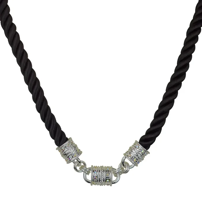 Mystic Cord Magnetic Interchangeable Necklace (Silvertone/Black)