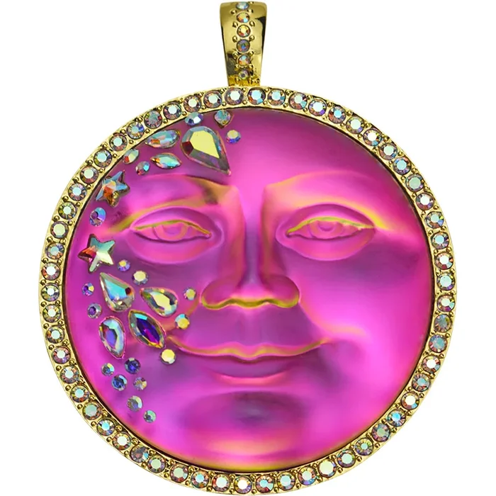 Mystic Fairy Seaview Moon 50mm Foldover Pendant (Goldtone/Iridis)