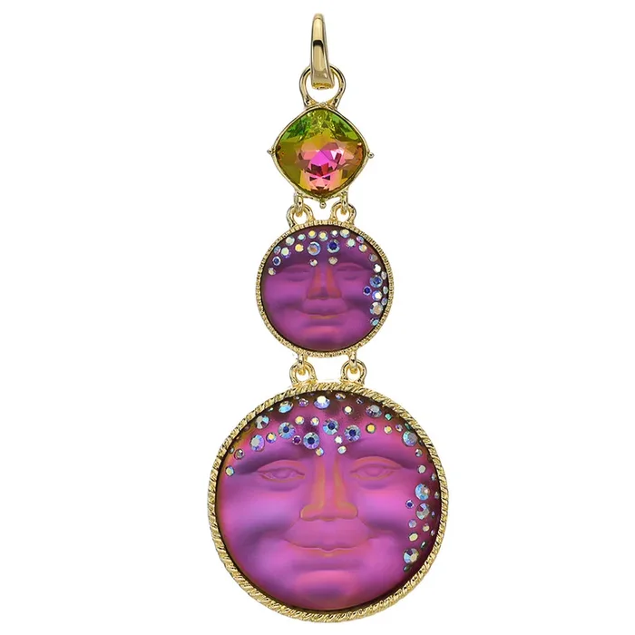 Mystic Goddess Seaview Moon Mother and Child Open Ring Charm (Goldtone/Mystic Iridis)
