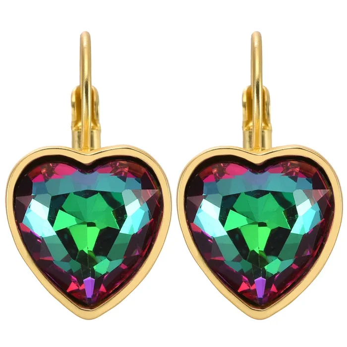 Mystic Heart Leverback Earrings (Goldtone/Mystic Volcano)