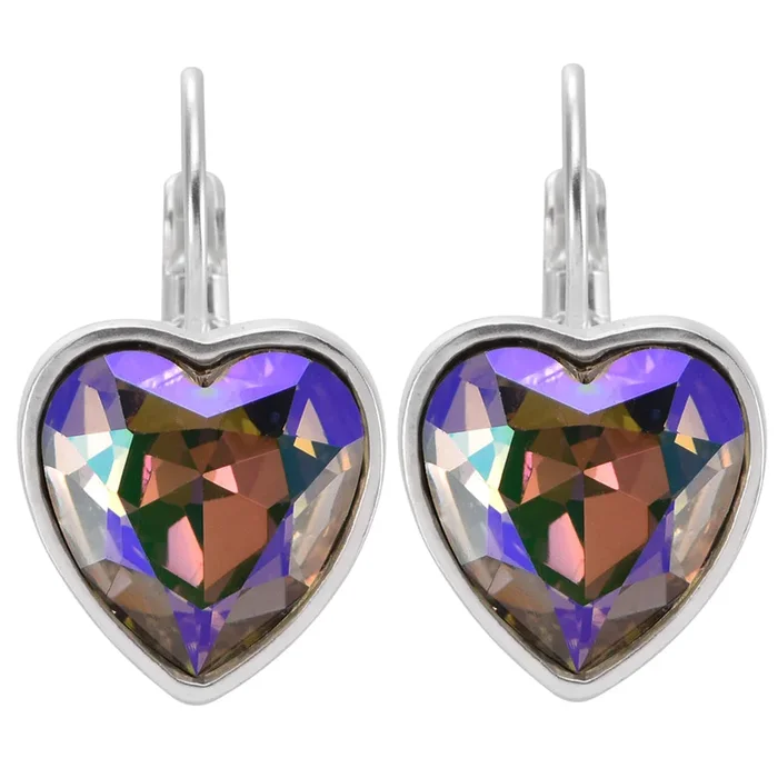 Mystic Heart Leverback Earrings (Sterling Silvertone/Mystic Violet)