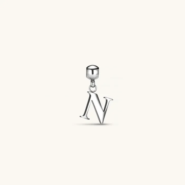 N Classic Initial Charm Silver