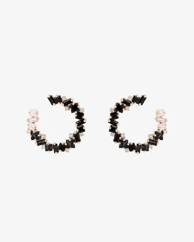 Nadima Black Ombre Midi Spiral Hoops