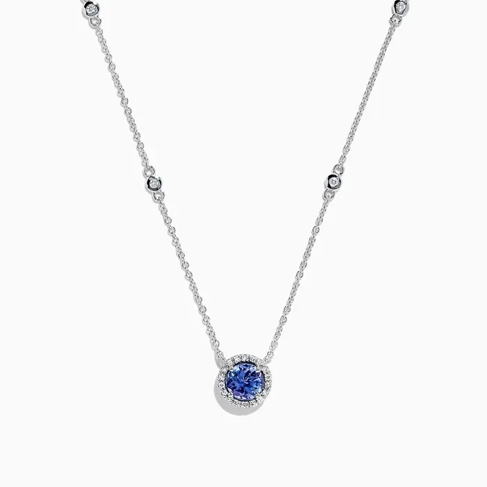 Nahla Siri 14K White Gold Tanzanite and Diamond Necklace, 0.85 TCW