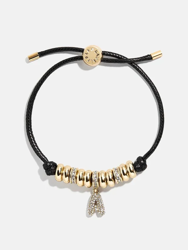 Natisha Initial Pull-Tie Bracelet – Gold/Black