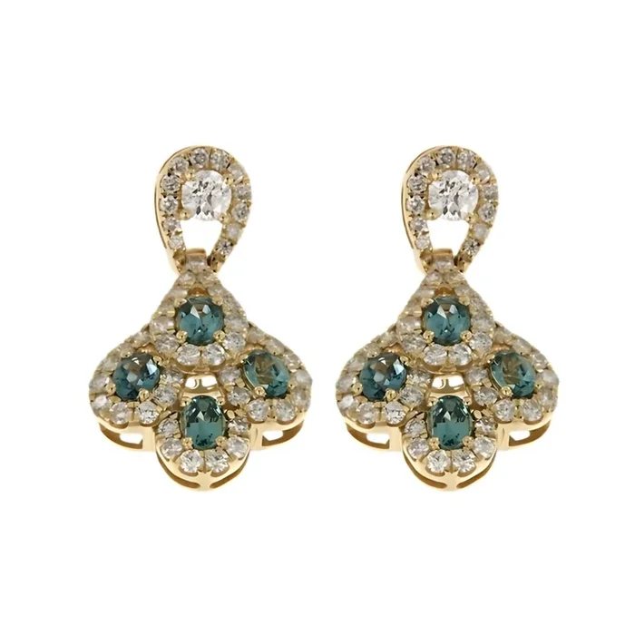 Natural Alexandrite Earrings (Alexandrite 1.75 cts Wht Dia 1.59 cts)