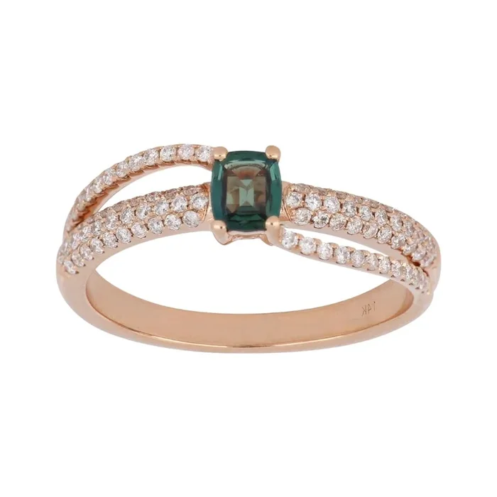 Natural Alexandrite Ring (Alexandrite 0.18 cts Wht Dia 0.33 cts)