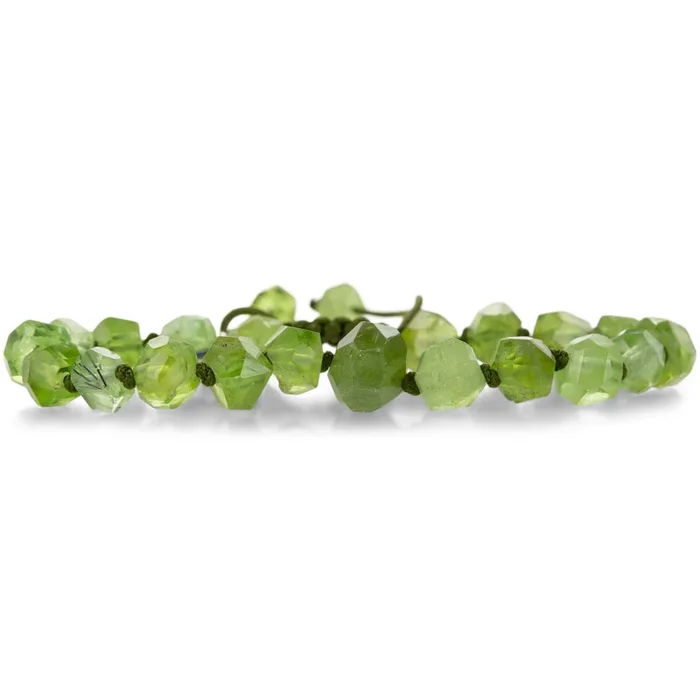 Natural Crystal Peridot Nugget Bead Bracelet