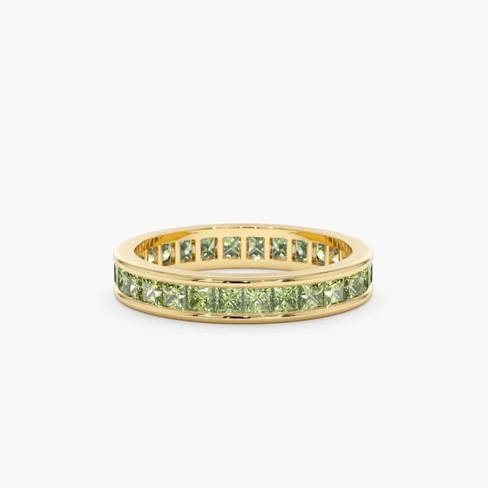 Natural Peridot Eternity Ring, River
