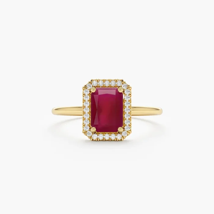 Natural Ruby and Diamond Engagement Ring, Juliet