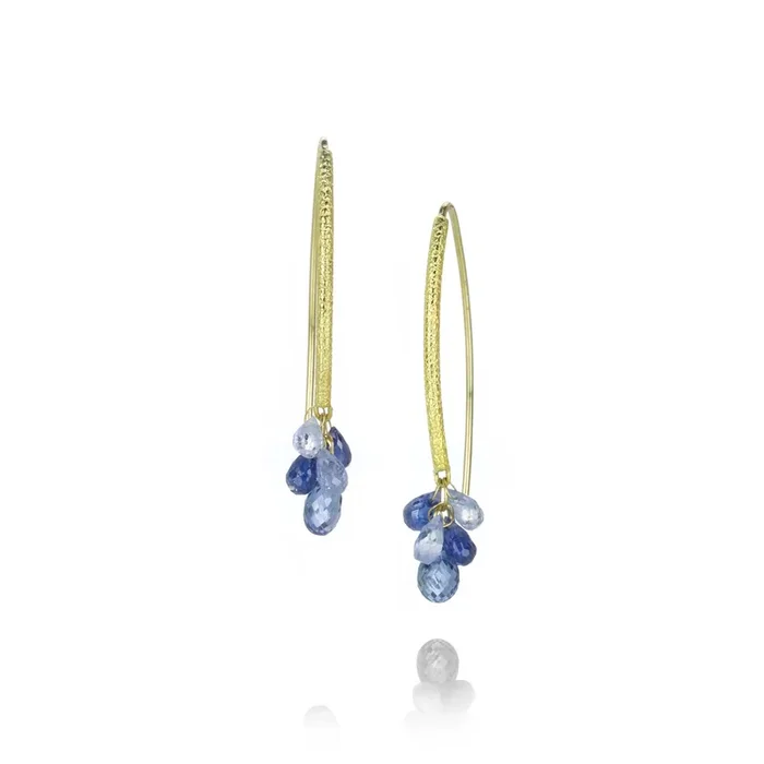 Navette Earrings with Blue Sapphires