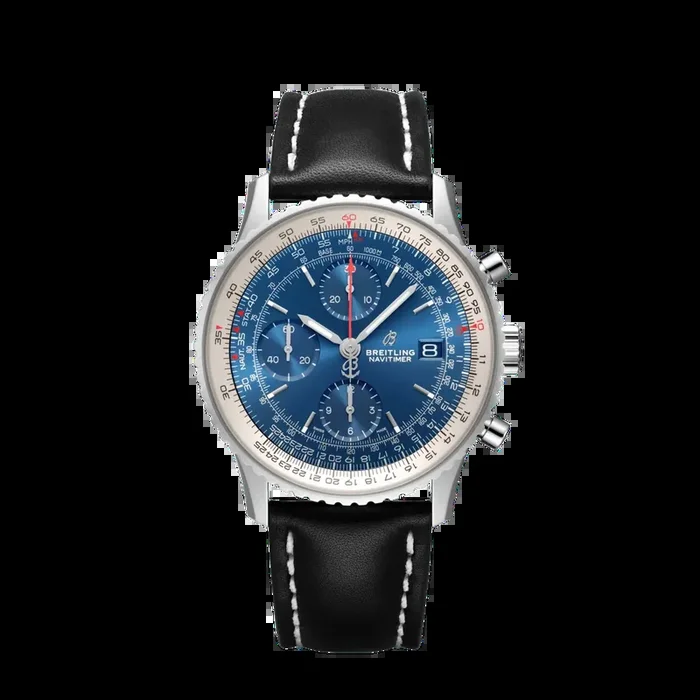 Navitimer Chronograph 41MM in Stainless Steel with Blue Dial on Calfskin Leather with Tang Buckle