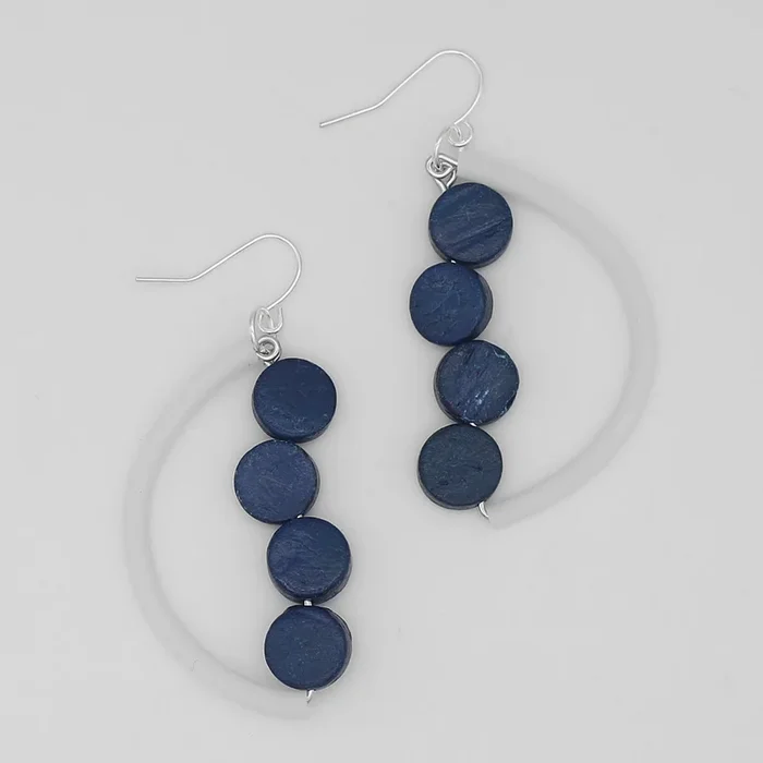 Navy Half Moon Dangle Earring