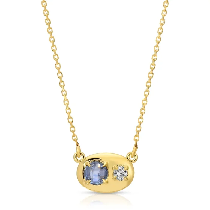 Neptune Oval Sapphire Diamond Necklace