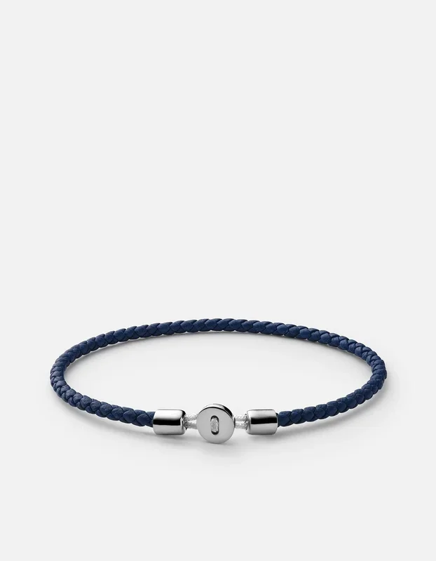 Nexus Leather Bracelet, Sterling Silver / Cobalt Blue