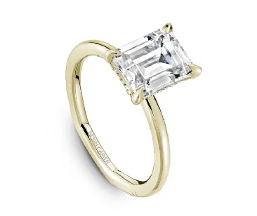 Noam Carver Emerald Center Hidden Halo Diamond Engagement Ring Setting in 14K Yellow/White Gold (.08ctw)