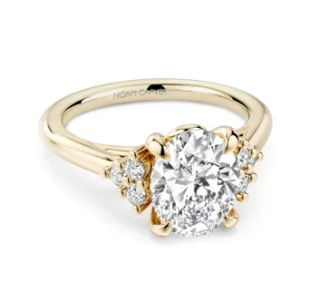 Noam Carver Oval Center Side Stone Diamond Engagement Ring Setting in 14K Yellow Gold (.17ctw)