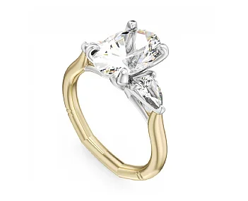 Noam Carver Oval Center Three-Stone Diamond Engagement Ring Setting in 14K Yellow/White Gold (0.50ctw)