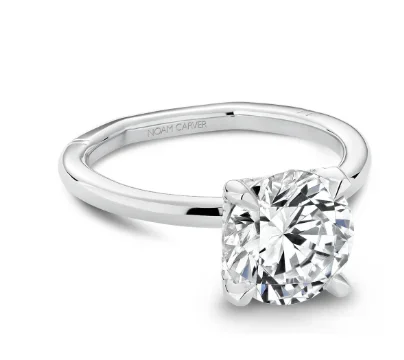 Noam Carver Round Center Solitaire Diamond Engagement Ring Setting in 14K White Gold (.08ctw)