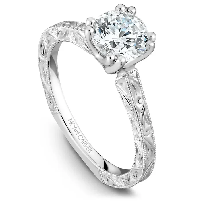 Noam Carver Vintage Solitaire Engagement Ring in White Gold