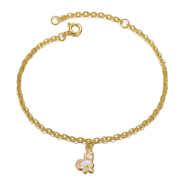 Noelle Pink & White Enamel Unicorn Charm Bracelet