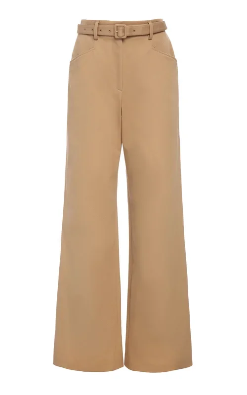 Norman Wide-leg Pant in Camel Sea Island Cotton Twill