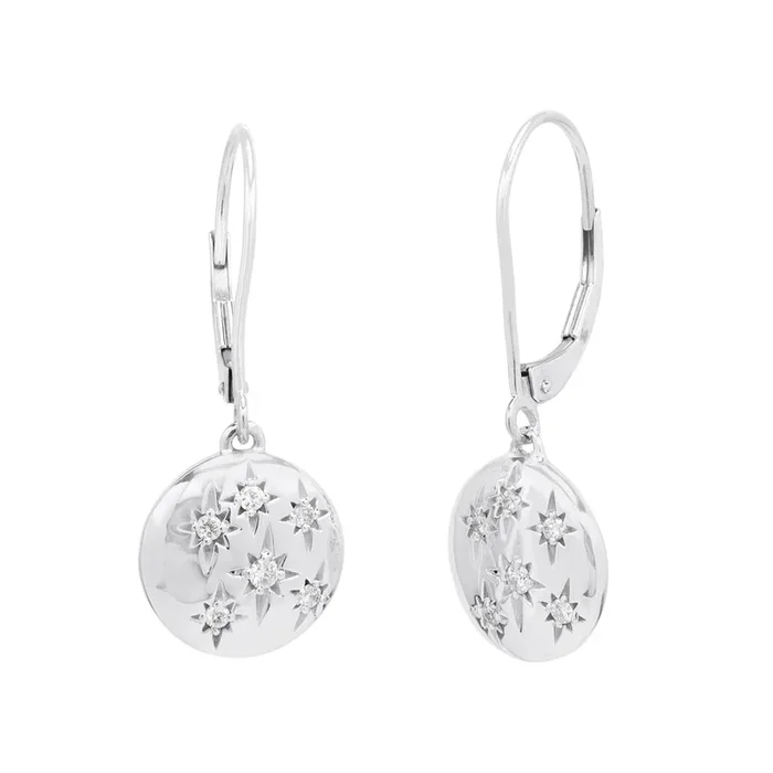 Northern Star Diamond Celestial Star Drop Earrings in Sterling Silver (1/7ct tw)