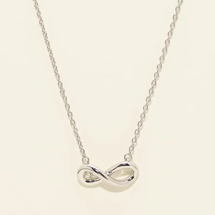 Northern Star Diamond Love Knot Infinity Necklace in Sterling Silver (.04ct)