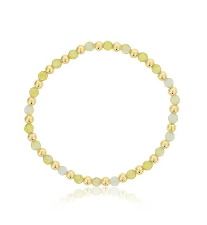 November Birthstone Bracelet: 4mm Faceted Citrine Bracelet With Alternating Yellow Gold Filled Beads