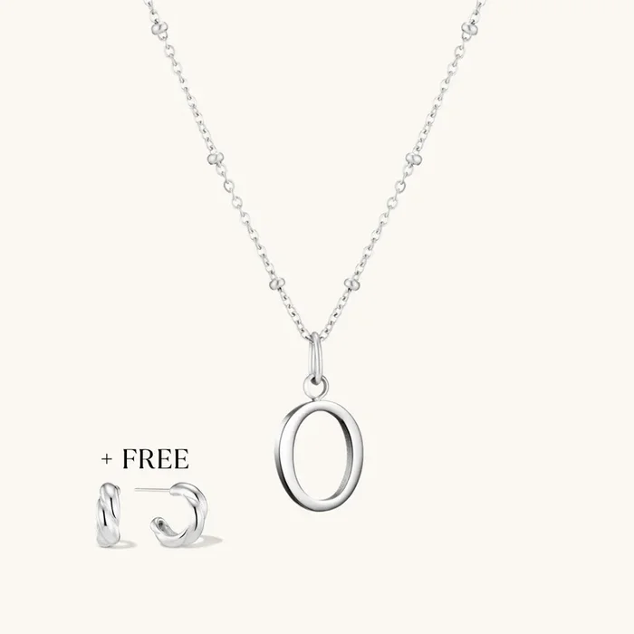 O Script Initial Necklace + FREE Allure Hoops Silver