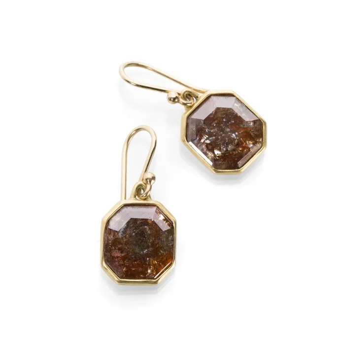 Octagonal Diamond Drop Earrings