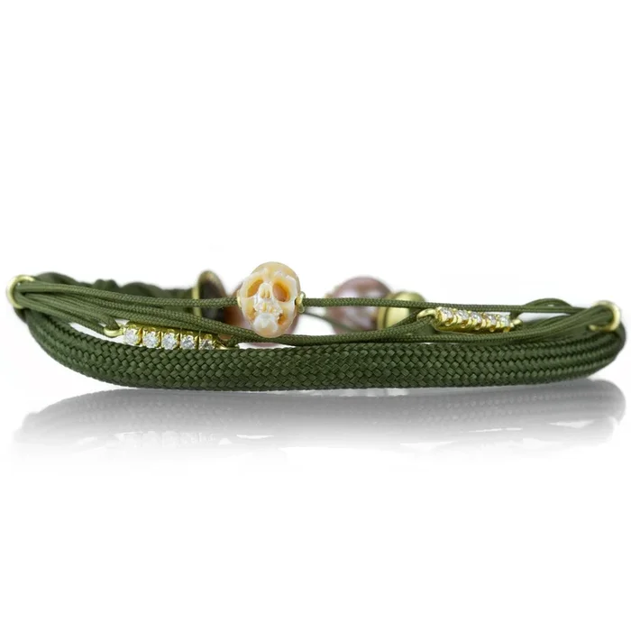 Olive Green Fairy Skull Bracelet