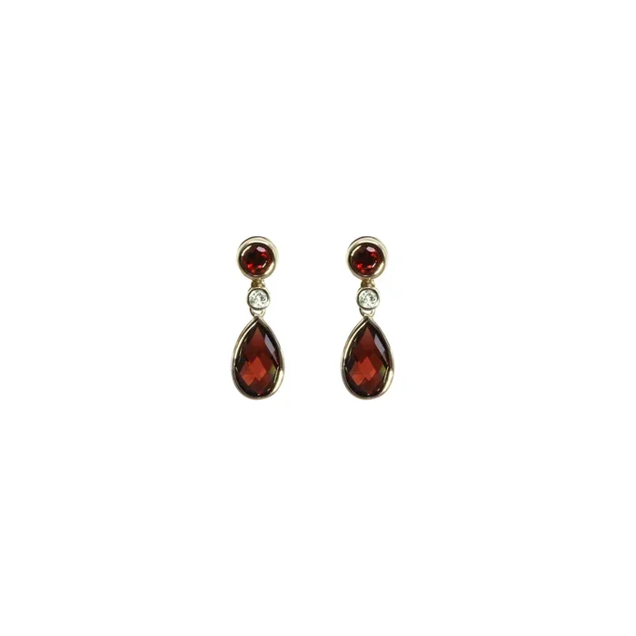 Olivia B. 14k Gold Garnet and Diamond Drop Earrings
