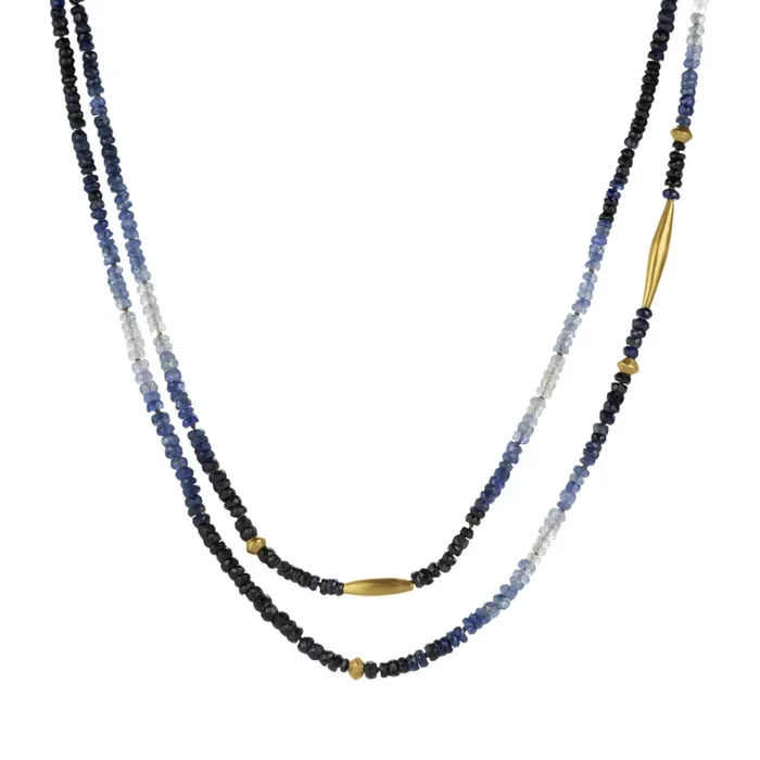 Ombre Blue Sapphire Beaded Necklace