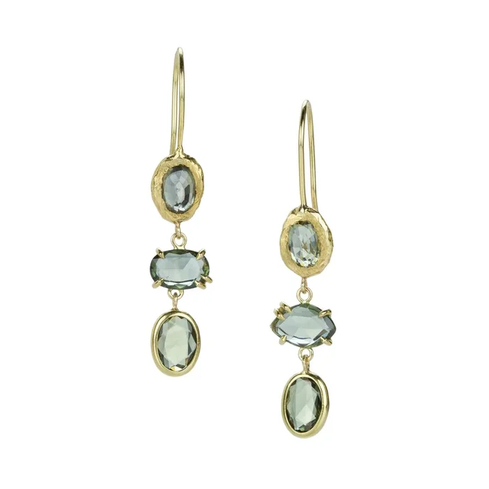 Ombre Green Sapphire Earrings