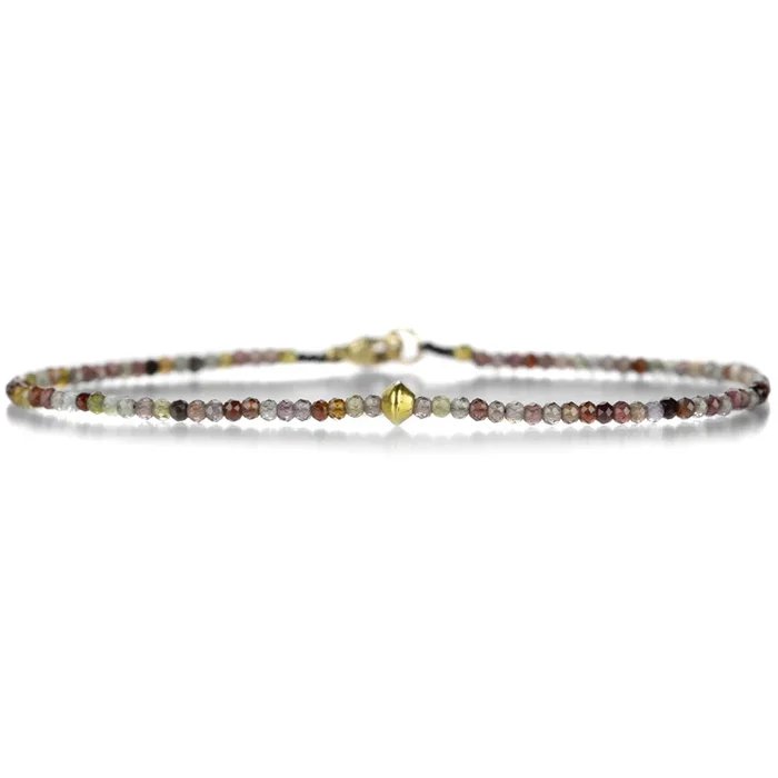 Ombre Red Sapphire and 18k Bead Bracelet