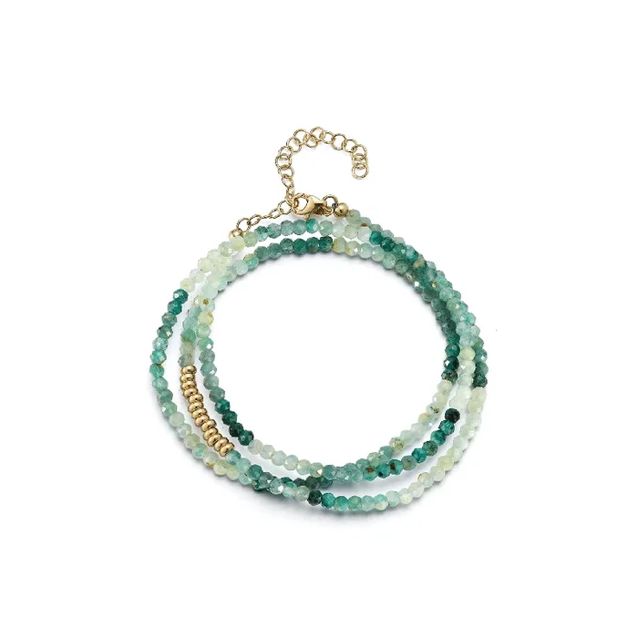 Ombré Tourmaline Birthstone Bead Necklace & Triple Wrap Bracelet