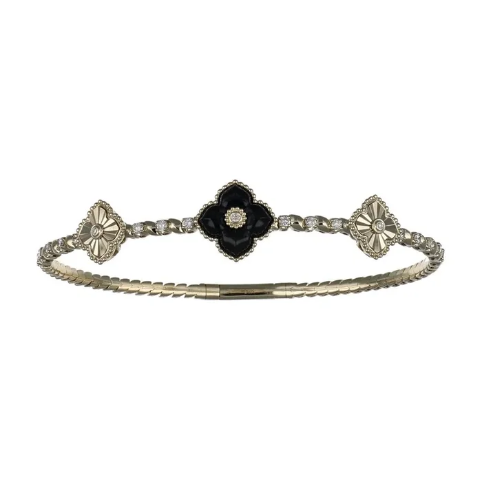 Onyx Flexi Bangle (Onyx Round White Diamond 0.35 cts.)