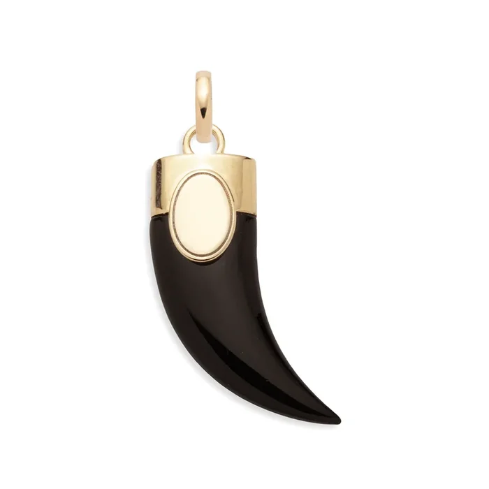 Onyx Stone Engravable La Loba Claw Pendant : in Yellow Gold with an Annex Link