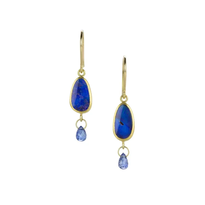 Opal and Sapphire Apple & Eve Drop Earrings