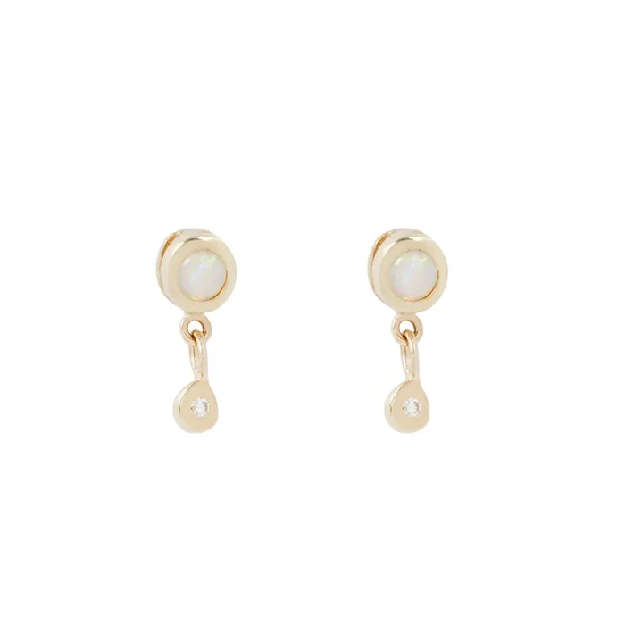 Opal Bezel Droplet Studs