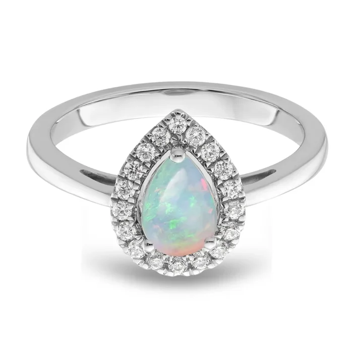 Opal Diamond Halo Ring