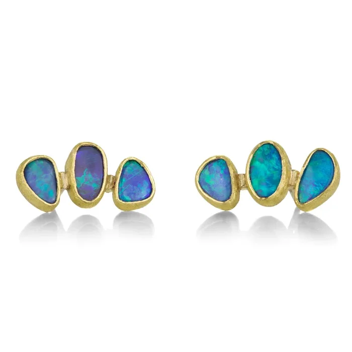 Opal Ear Climber Studs