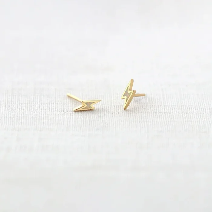 Opal Lightning Bolt Stud Earrings