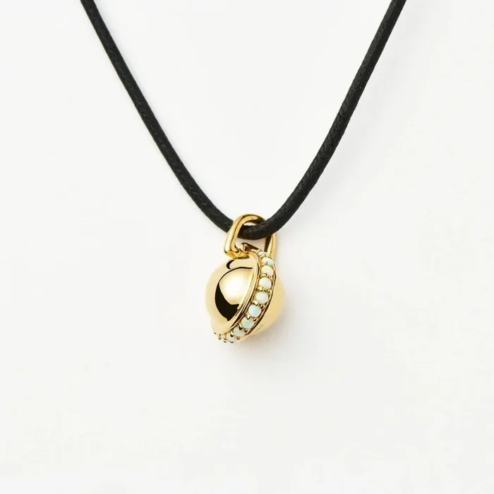 Opalite Pendant Cord Necklace | 18ct Gold Plated