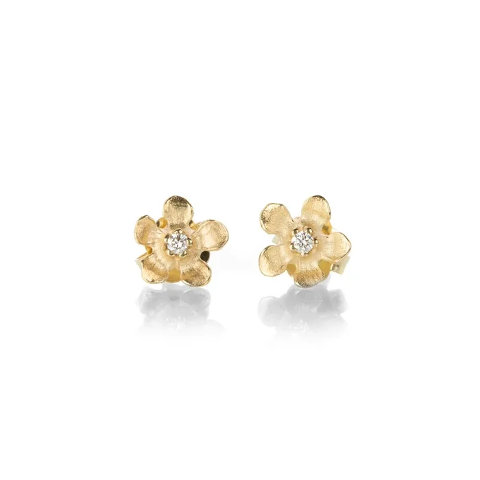 Open Flower Diamond Stud Earrings