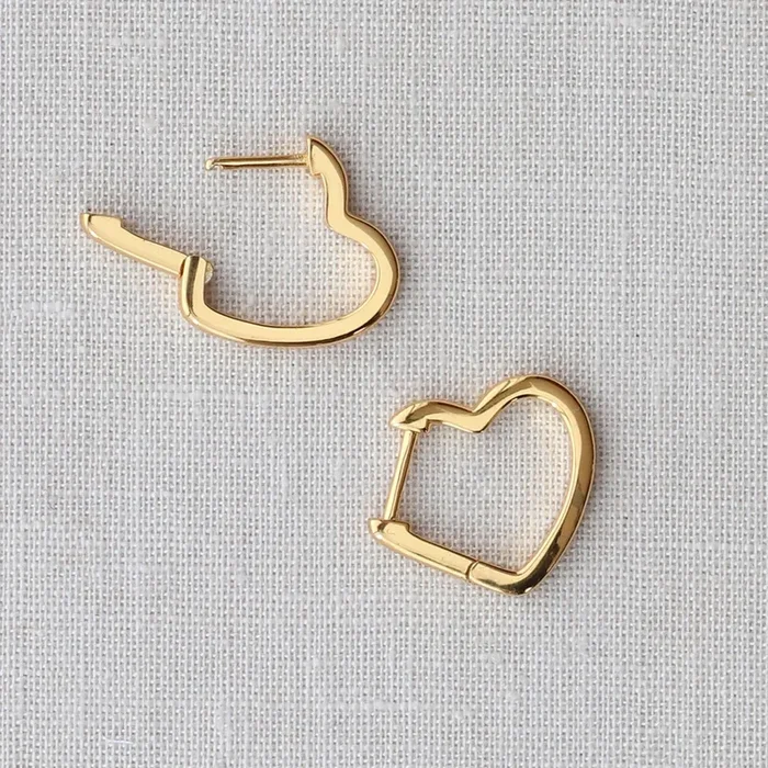 Open Heart Hinged Huggie Hoop Earrings