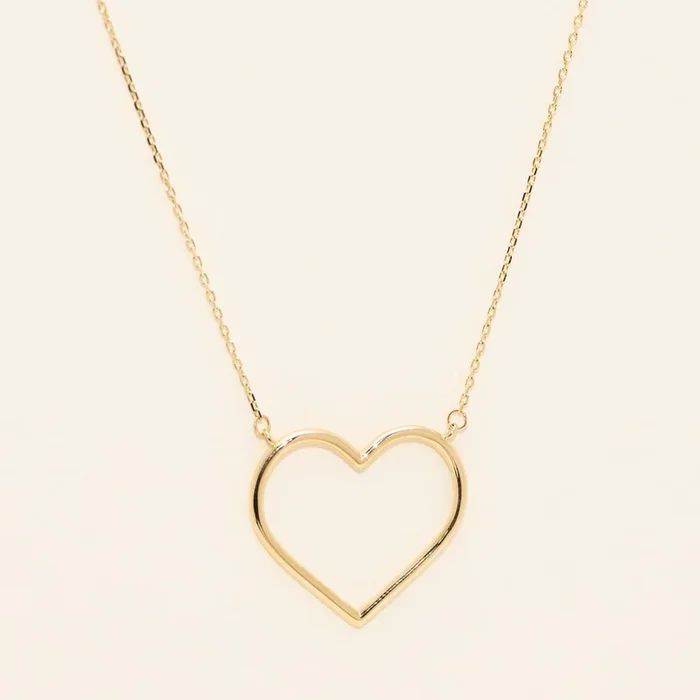 Open Heart Necklace in 14kt Yellow Gold