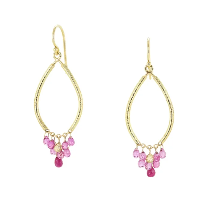 Open Pear Earrings wtih Sapphire Briolettes